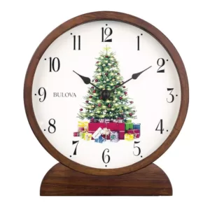 Bulova Holiday Sounds Hardwood Case Table Clock