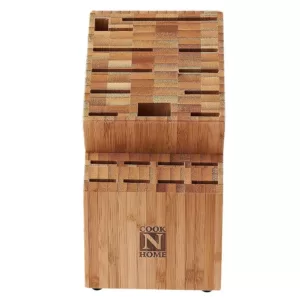 Cook N Home 19-Slot Bamboo Universal Knife Storage Block Organizer