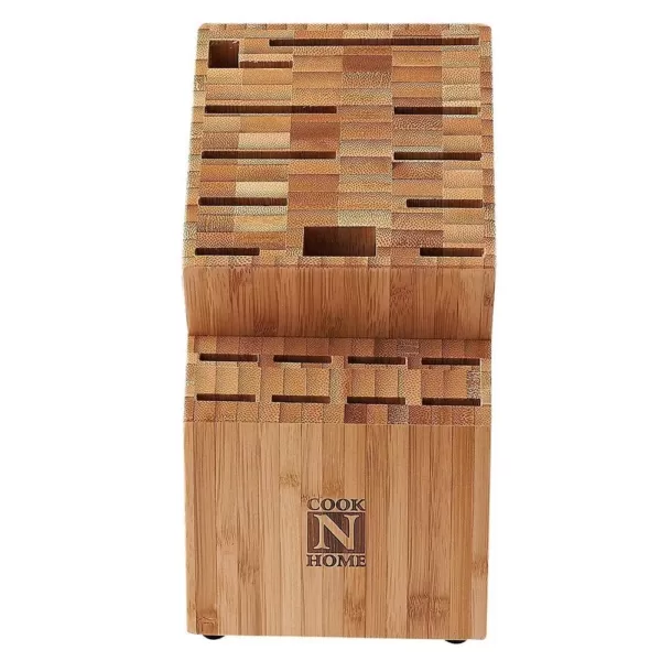 Cook N Home 19-Slot Bamboo Universal Knife Storage Block Organizer