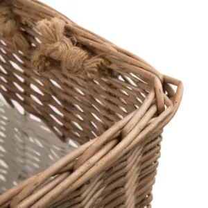 Glitzhome Natural/White Square Wicker Baskets (Set of 3)