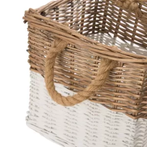 Glitzhome Natural/White Square Wicker Baskets (Set of 3)