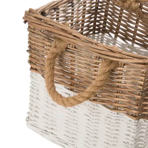 Glitzhome Natural/White Square Wicker Baskets (Set of 3)