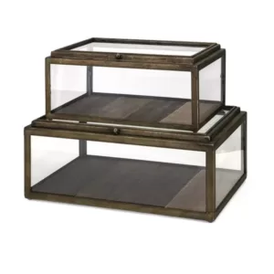 IMAX Winthorp Glass and Wood Boxes (Set of 2)