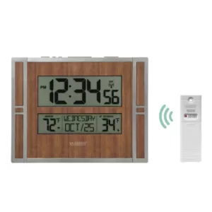 La Crosse Technology Atomic Digital Wall Clock with Indoor & Outdoor Temperature