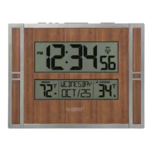 La Crosse Technology Atomic Digital Wall Clock with Indoor & Outdoor Temperature