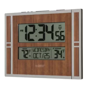 La Crosse Technology Atomic Digital Wall Clock with Indoor & Outdoor Temperature