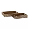 LITTON LANE Walnut Brown Vine and Leaf Decorative Trays (Set of 2)