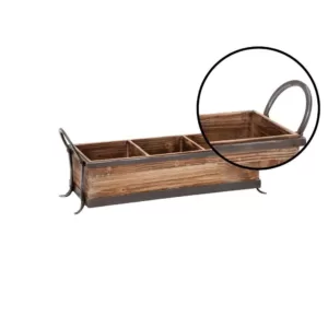 LITTON LANE Rustic 3-Compartment Brown Decorative Tray