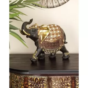 LITTON LANE 9 in. x 10 in. Parade Elephant Decorative Figurine in Colored Polystone