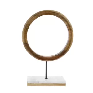 LITTON LANE 17 in. x 11 in. Modern Ring Centerpiece Sculpture in Stained Brown