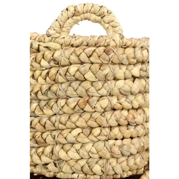 LITTON LANE Round Water Hyacinth and Metal Storage Wicker Baskets (Set of 4)