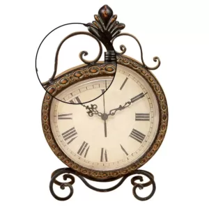 LITTON LANE 17 in. x 11 in. Round Iron Table Clock