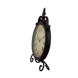 LITTON LANE 17 in. x 11 in. Round Iron Table Clock