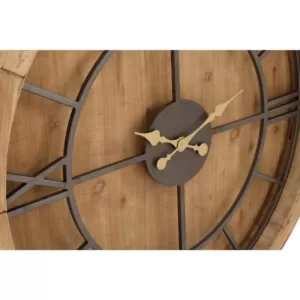 LITTON LANE 40 in. Rustic Wooden Round Wall Clock