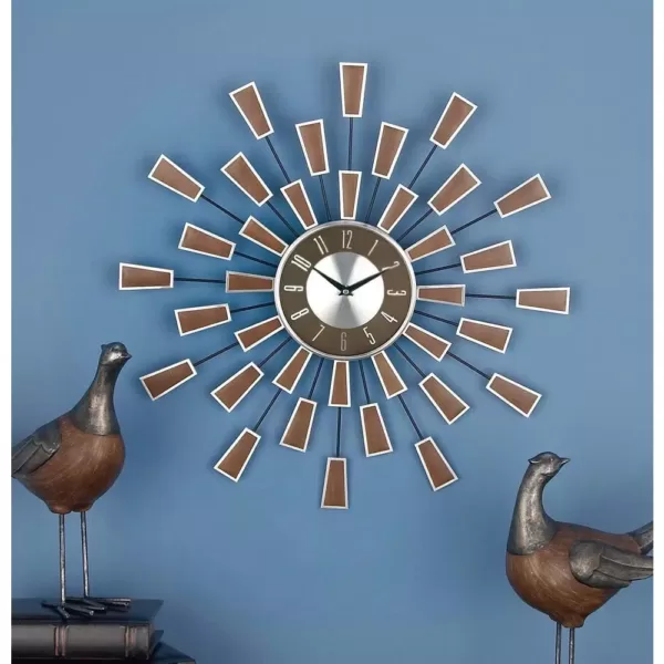 LITTON LANE 22 in. Modern Sunburst Round Wall Clock