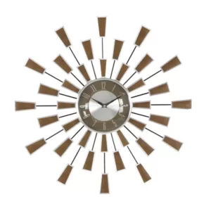 LITTON LANE 22 in. Modern Sunburst Round Wall Clock