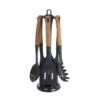 MegaChef Black Nylon Cooking Utensils with Wood Design (Set of 7)