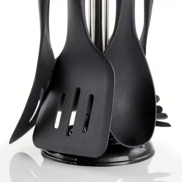 MegaChef Black Nylon Cooking Utensils with Wood Design (Set of 7)