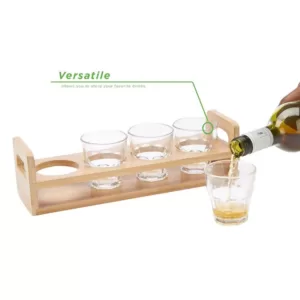 Mind Reader 13.25 in. W x 3.75 in. H x 3.88 in. L Brown Beer Serving Tray 4-Slots Glasses Included Rectangular Bamboo Flight Tray