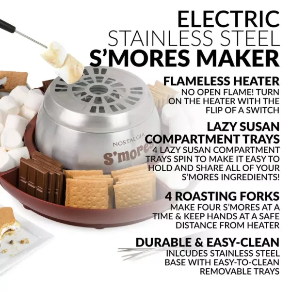 Nostalgia Brown Stainless Steel Electric S'mores Maker