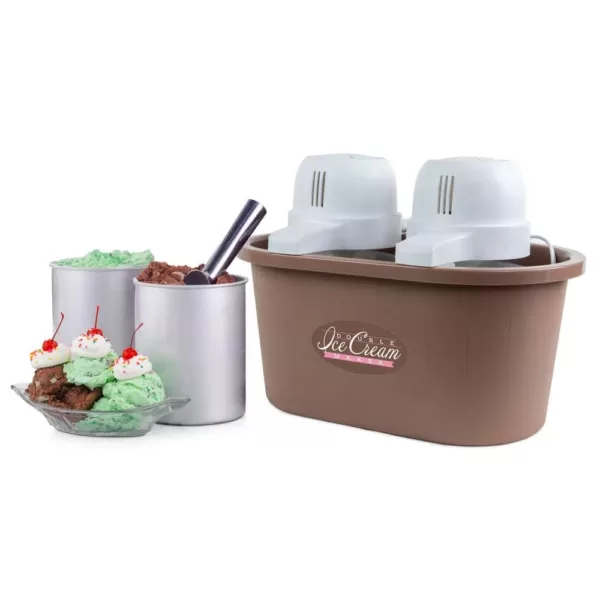 Nostalgia 4 Qt. Brown Double Flavor Ice Cream Maker