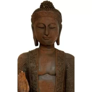 Oriental Furniture Oriental Furniture 21 in. Standing Semui-in Rust Patina Buddha Decorative Statue