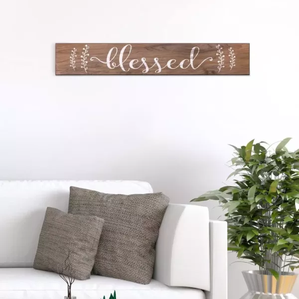 Pinnacle 6 in. x 36 in. Blessed Rustic Wood Wall Art