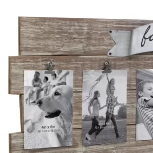 Stonebriar Collection Rustic Wood Collage Picture Frame with Clips and Metal Detail