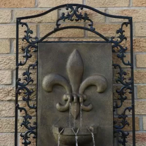 Sunnydaze Decor French Lily Florentine Stone Electric Powered Outdoor Wall Fountain