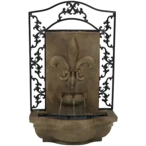 Sunnydaze Decor French Lily Florentine Stone Electric Powered Outdoor Wall Fountain