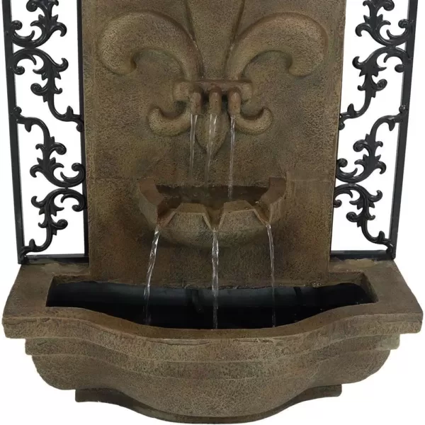 Sunnydaze Decor French Lily Florentine Stone Electric Powered Outdoor Wall Fountain