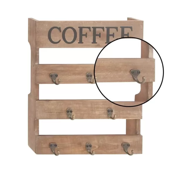 LITTON LANE 15 in. x 19 in. Traditional Wood and Metal "Coffee" Wall Hook