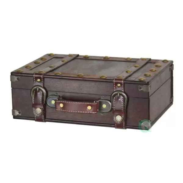 Vintiquewise 13 W x 4.5 H x 8.5 D Wood Antique Style Small Suitcase