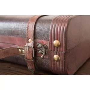 Vintiquewise Decorative Wooden Leather Suitcase