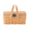 Vintiquewise Small Woodchip Wooden Picnic Basket with Cover and Folding Handles