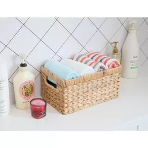 Vintiquewise Natural Water Hyacinth Rectangular Storage Bin Basket