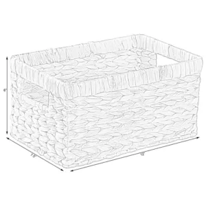 Vintiquewise Natural Water Hyacinth Rectangular Storage Bin Basket