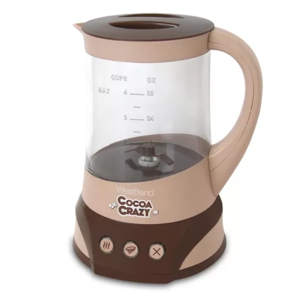 West Bend Cocoa Crazy 4-Cup Hot Beverage Machine 32 Oz. Brown with Removable Pitcher Easy Serving and Nonstick for Easy Cleanup