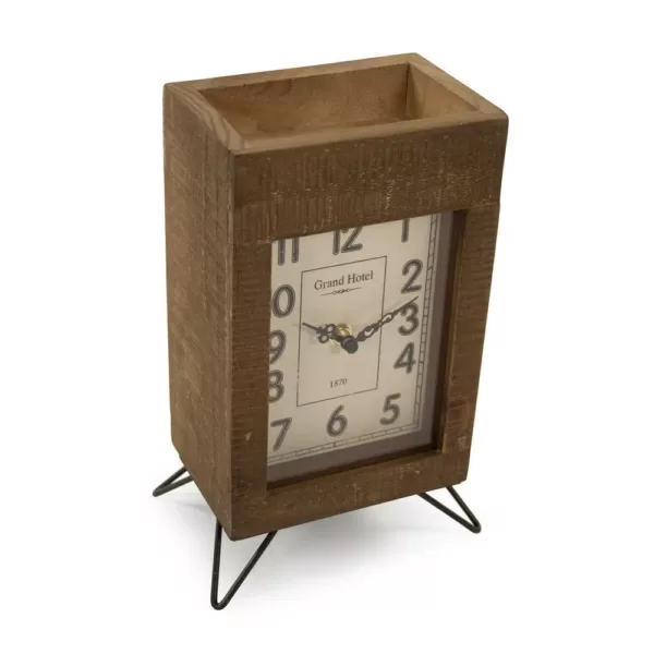 Zentique Wooden Rectangular Table Clock on Metal Legs