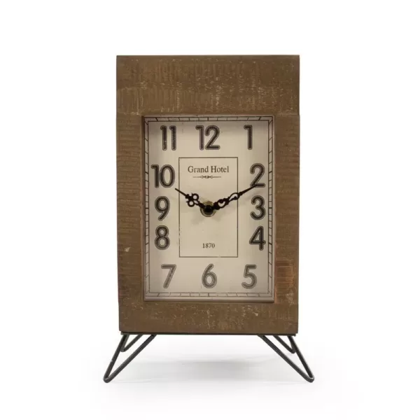 Zentique Wooden Rectangular Table Clock on Metal Legs