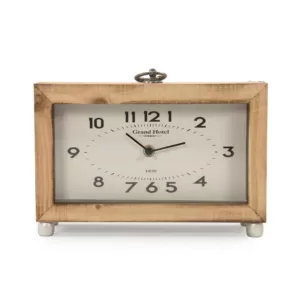 Zentique Wooden Box with Metal Ring Table Clock