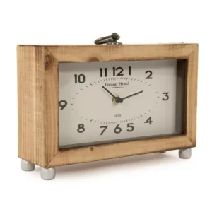 Zentique Wooden Box with Metal Ring Table Clock