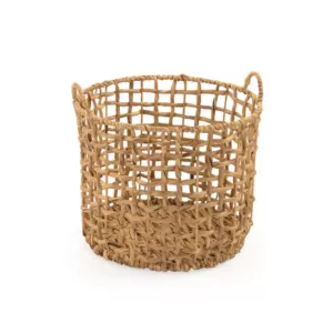 Zentique Round Handmade Wicker Sparsed Water Hyacinth Large Basket with Handles