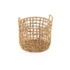 Zentique Round Handmade Wicker Sparsed Water Hyacinth Medium Basket with Handles