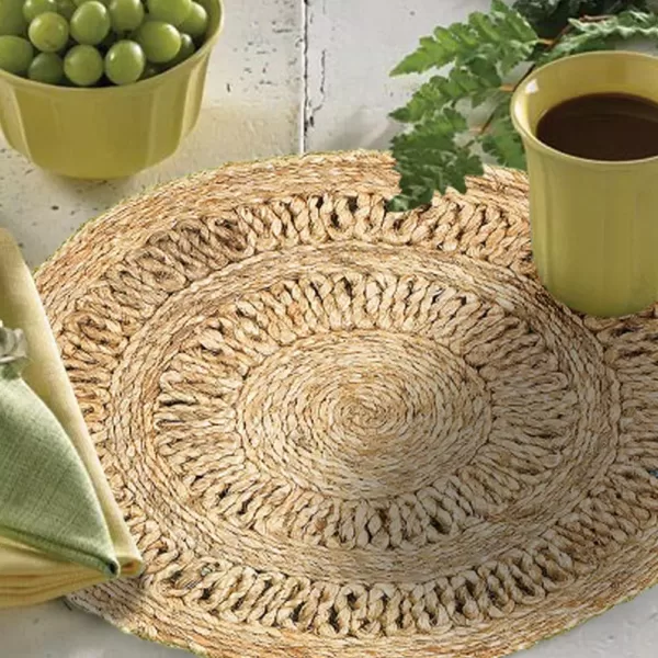 LR Resources 15 in. Natural Jute LR12027-NAT15 Natural Placemat (Set of 2)