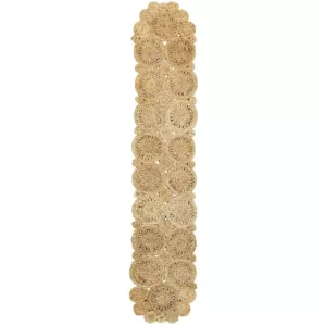 LR Resources Natural Jute Rectangle 1 ft. 4 in. x 6 ft. 8 in. Indoor Natural Table Runner