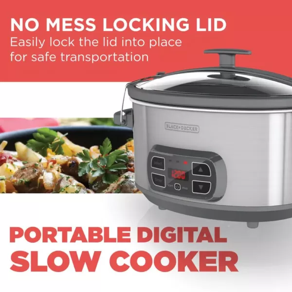 BLACK+DECKER 7 Qt. Brushed Stainless Steel Programmable Slow Cooker