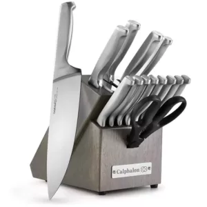 Calphalon Classic 15-Piece Self-Sharpening Stainless Steel Cutlery Knife and Block Set with Sharp in Technology