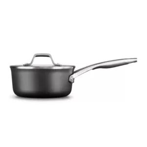 Calphalon Premier 1.5 qt. Hard-Anodized Aluminum Nonstick Sauce Pan in Black with Glass Lid