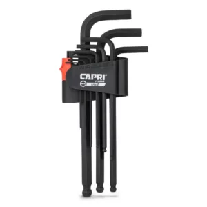 Capri Tools S2 Steel SAE Long Arm Ballpoint End Hex Key Wrench Set (9-Piece)